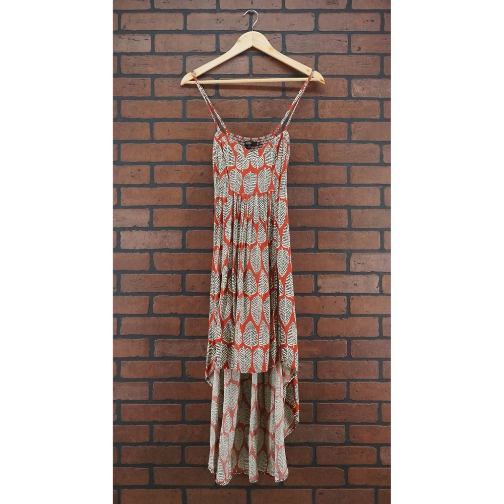 LF MILLAU High Low Red Leaf Print Dress Size Small